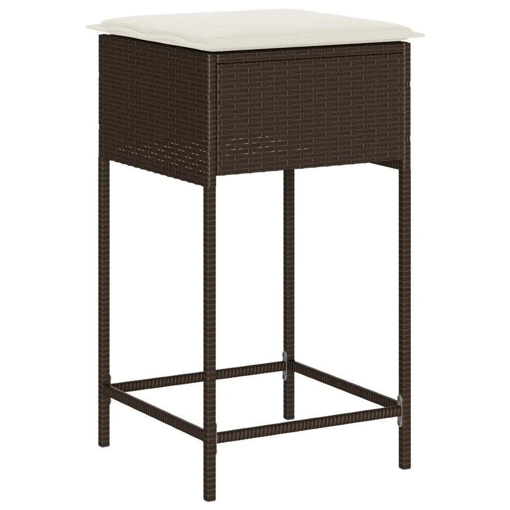 Set Bar da Giardino 5 pz con Cuscini in Polyrattan Marrone 3261485