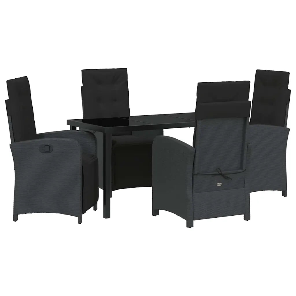 Set da Pranzo per Giardino con cuscino 5 pcs Nero polyrattan 3380311