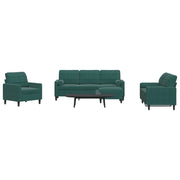 Set di Divani 4 pz con Cuscini e Rinforzi Verde scuro Velluto 3278383