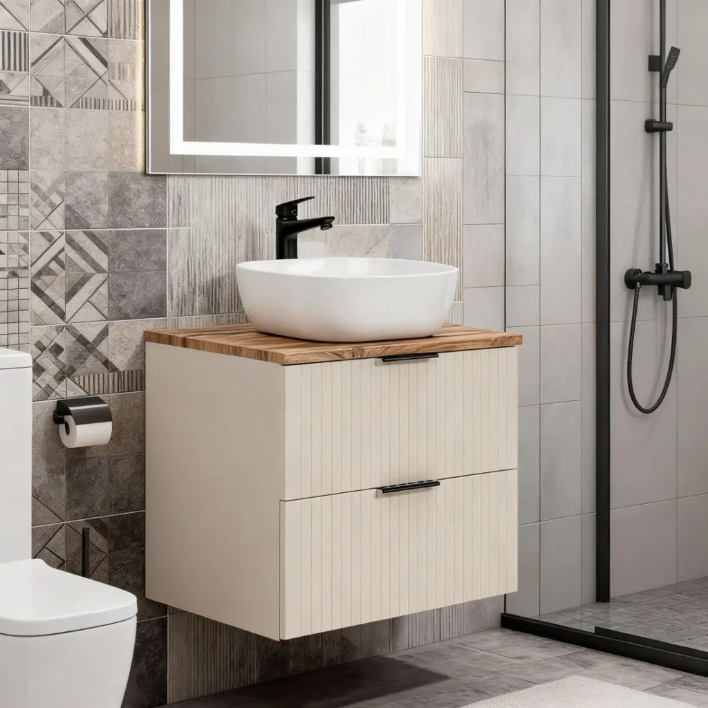 Set da bagno NOXERA 80 cm – Marrone congo & wotan – Con lavabo