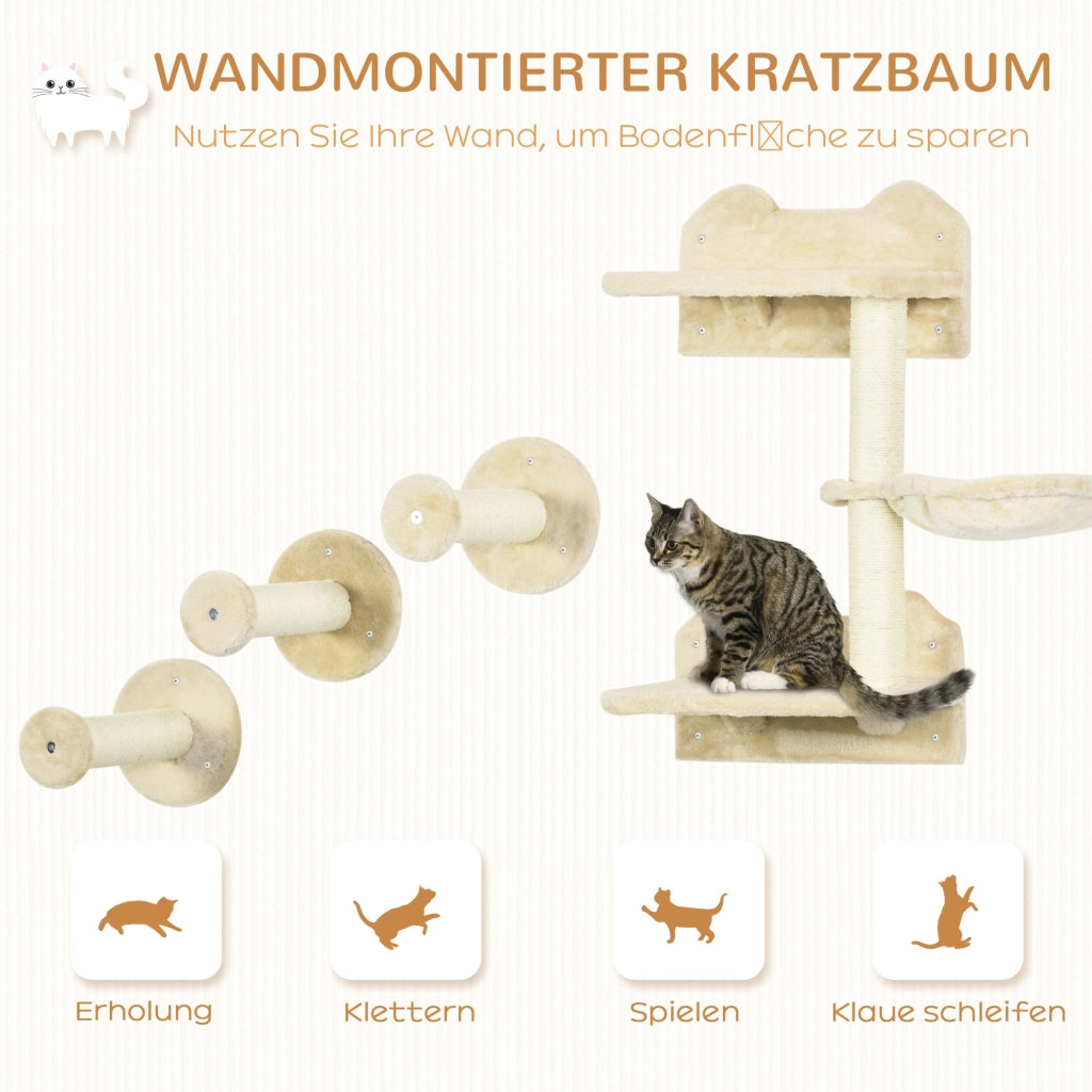 Casa per gatti con scala e amaca ¨C Minimal ¨C beige e cremewei? 40x28x73 cm