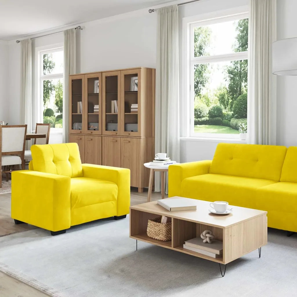Set di divani con cuscino 3 pcs Giallo 221 x 78 x 80 cm Velluto 3324645