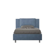 Letto una piazza e mezza con rete imbottito 120x200 microfibra blu Antea