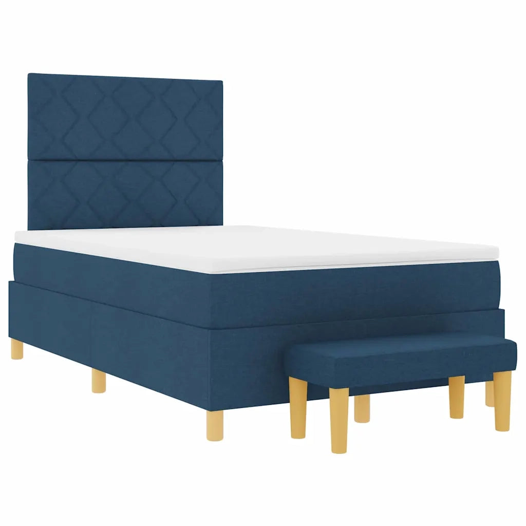 Letto a molle con materasso Blu 120 x 200 cm Tessuto