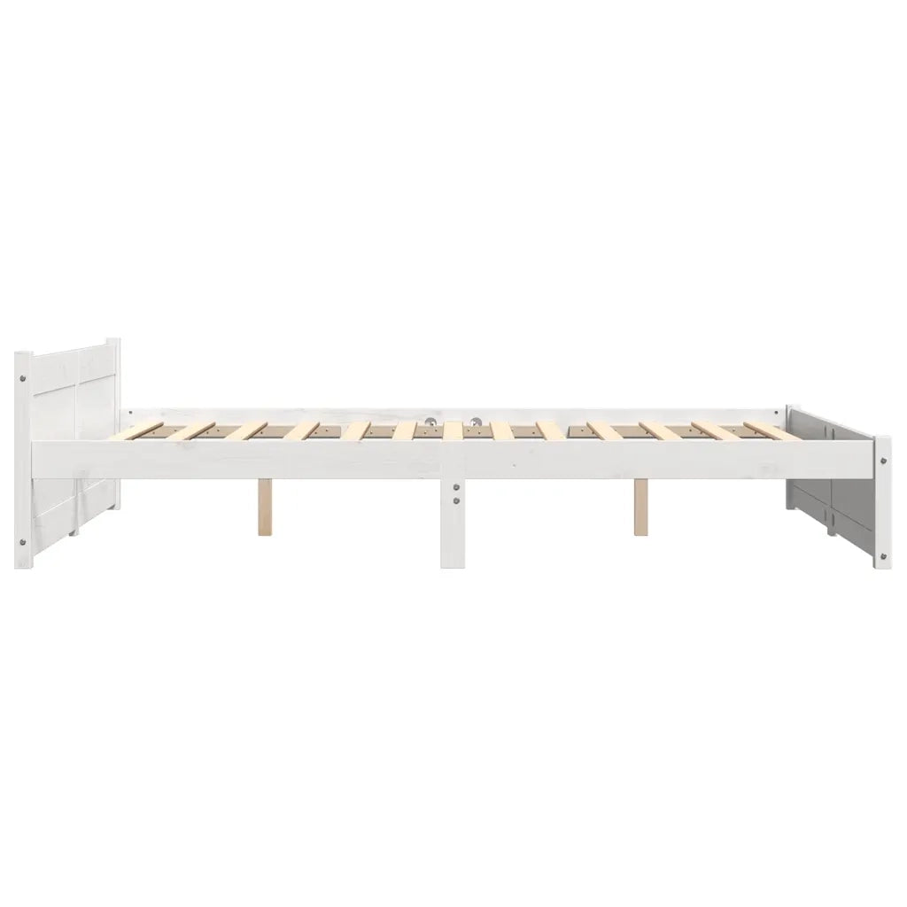 Letto matrimoniale | Letto per adulti | Giroletto Bianco in Legno Massello 140x190 cm