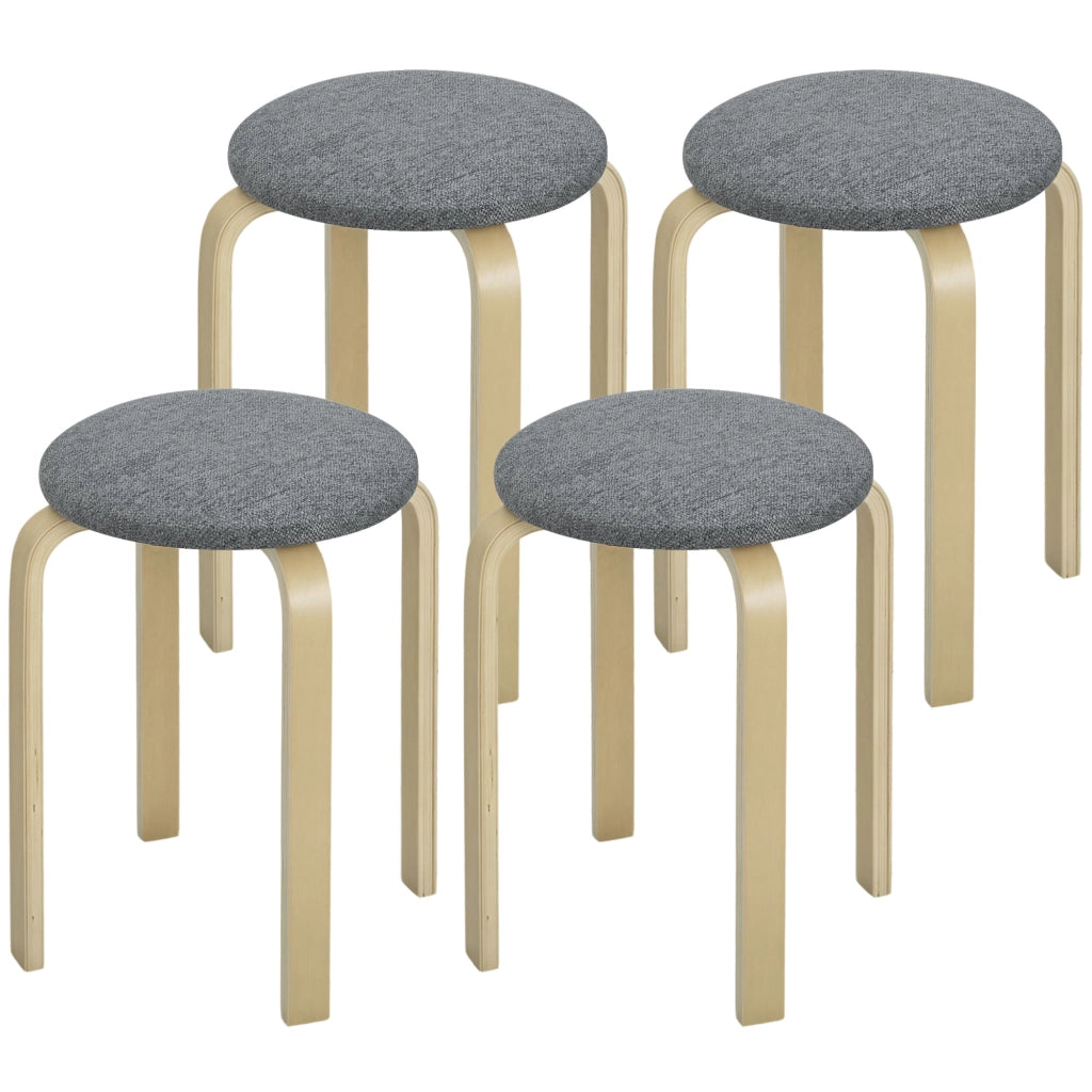 Set di 4 Sedie da Pranzo Imbottite in Legno ¨C Minimal ¨C Grigio