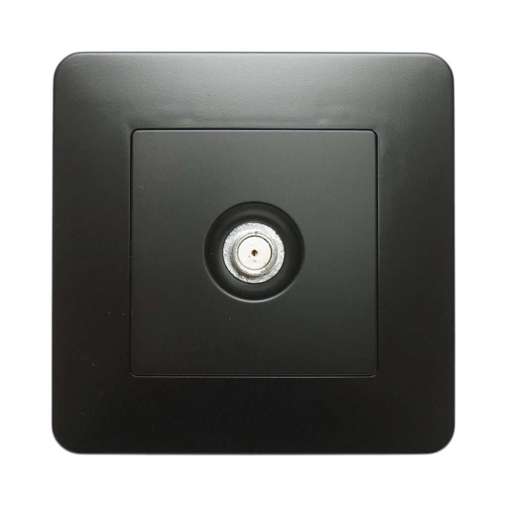 Presa TV da incasso tipo F nera PC 80x80mm