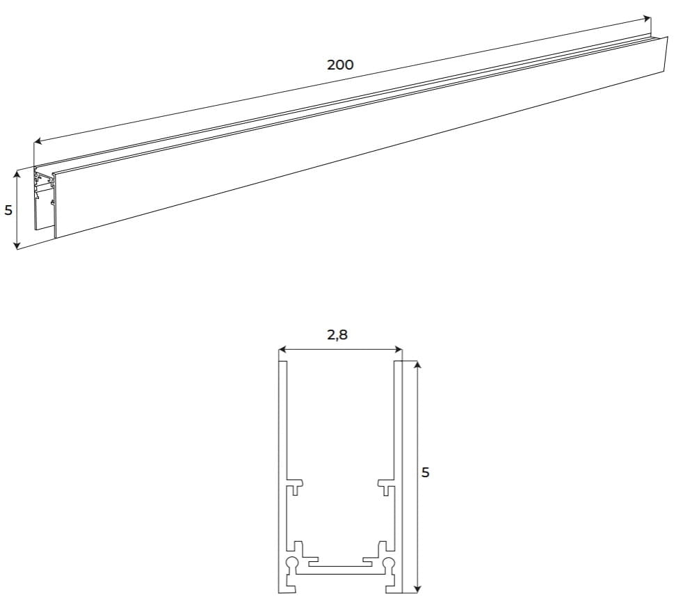 Binario magnetico profondo a plafone 2m bianco Maxlight