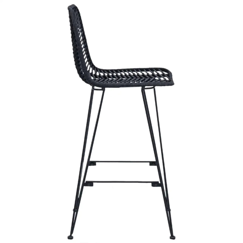 Sedia da Bar 2 pcs Nero 44,5 x 53 x 111 cm Rattan e Ferro 42011549