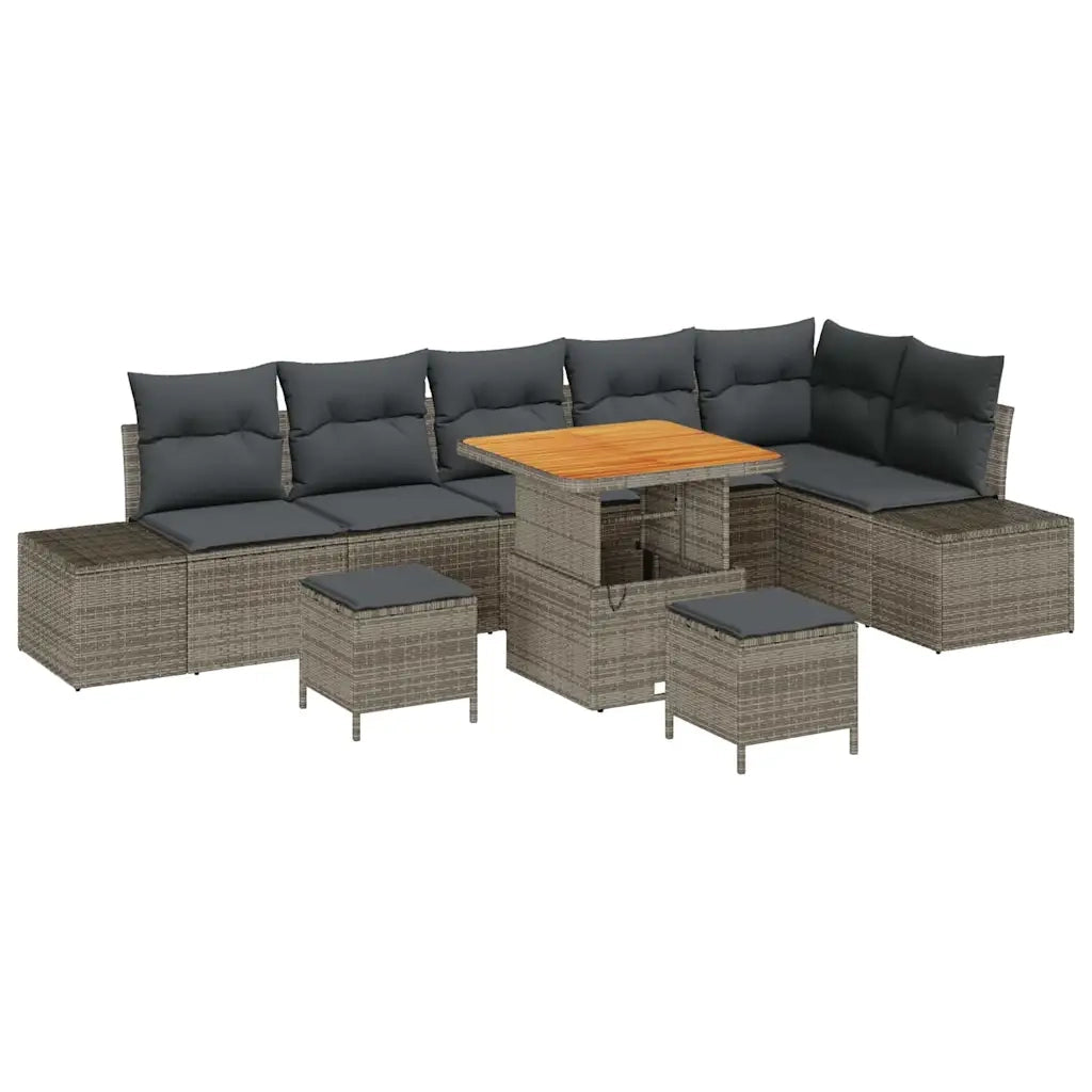 Set Divano da Giardino con cuscino 9 pcs Grigio polyrattan 3362803