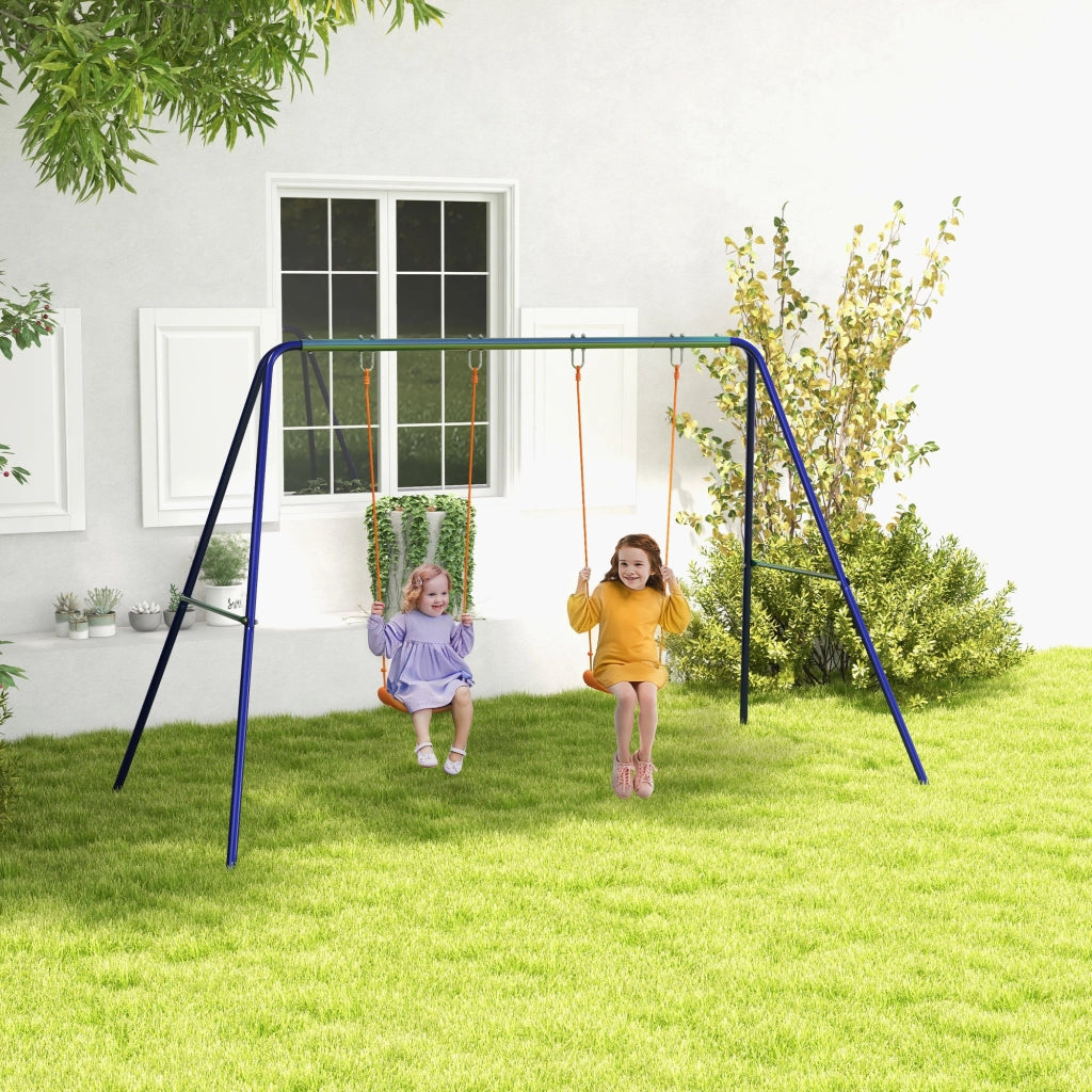 Altalena per Bambini 3-8 Anni ¨C Xylo ¨C 2 Seggiolini, Metallo e PP, 269x160x180 cm