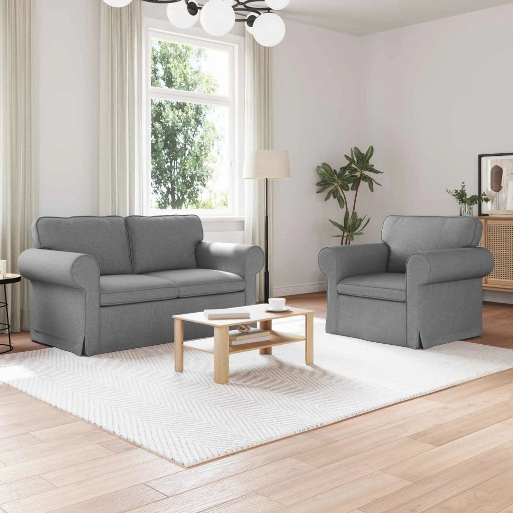 Set di divani 2 pcs Grigio chiaro 155 x 82 x 80 cm Tessuto 3407486