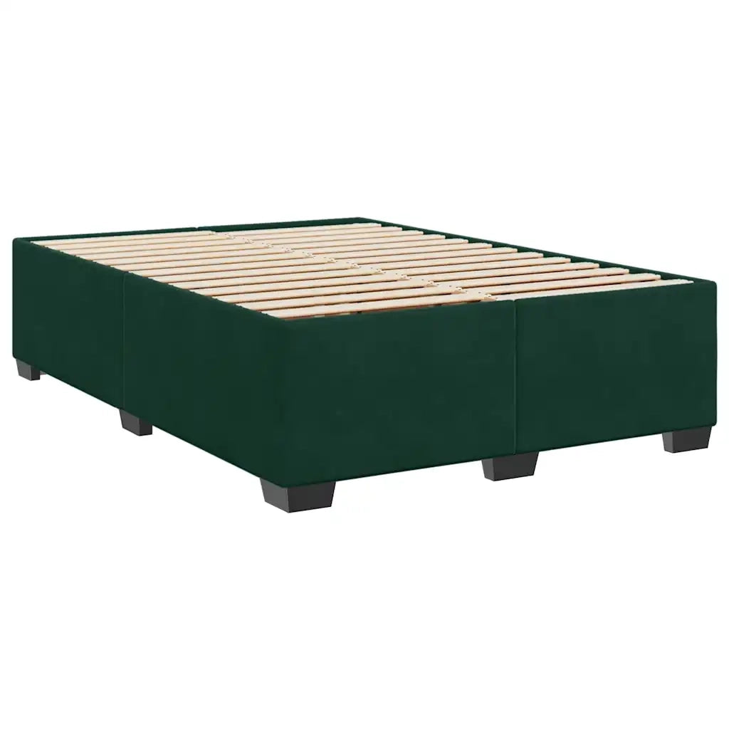Giroletto a Molle con Materasso Verde Scuro 140x190 cm Velluto