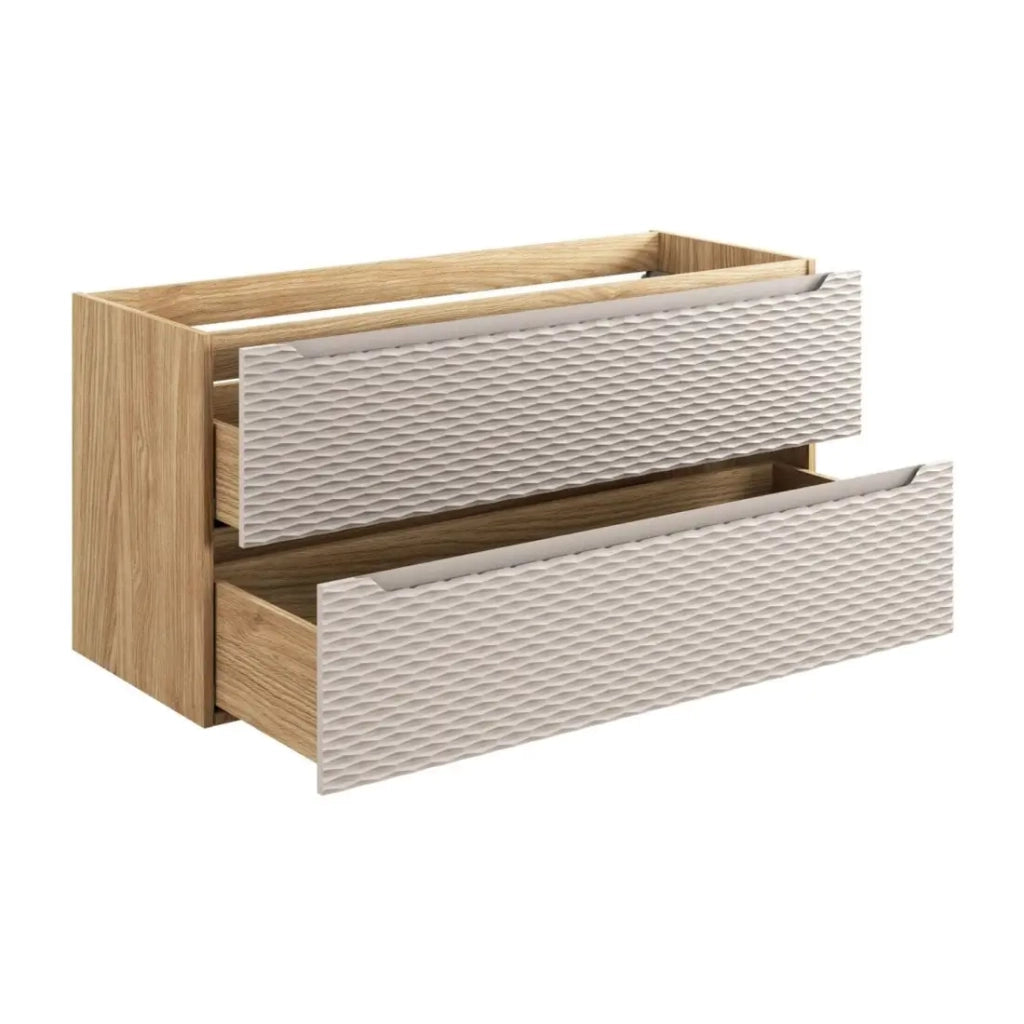 Mobile sottolavabo YOKA - Beige e rovere chiaro 120 cm