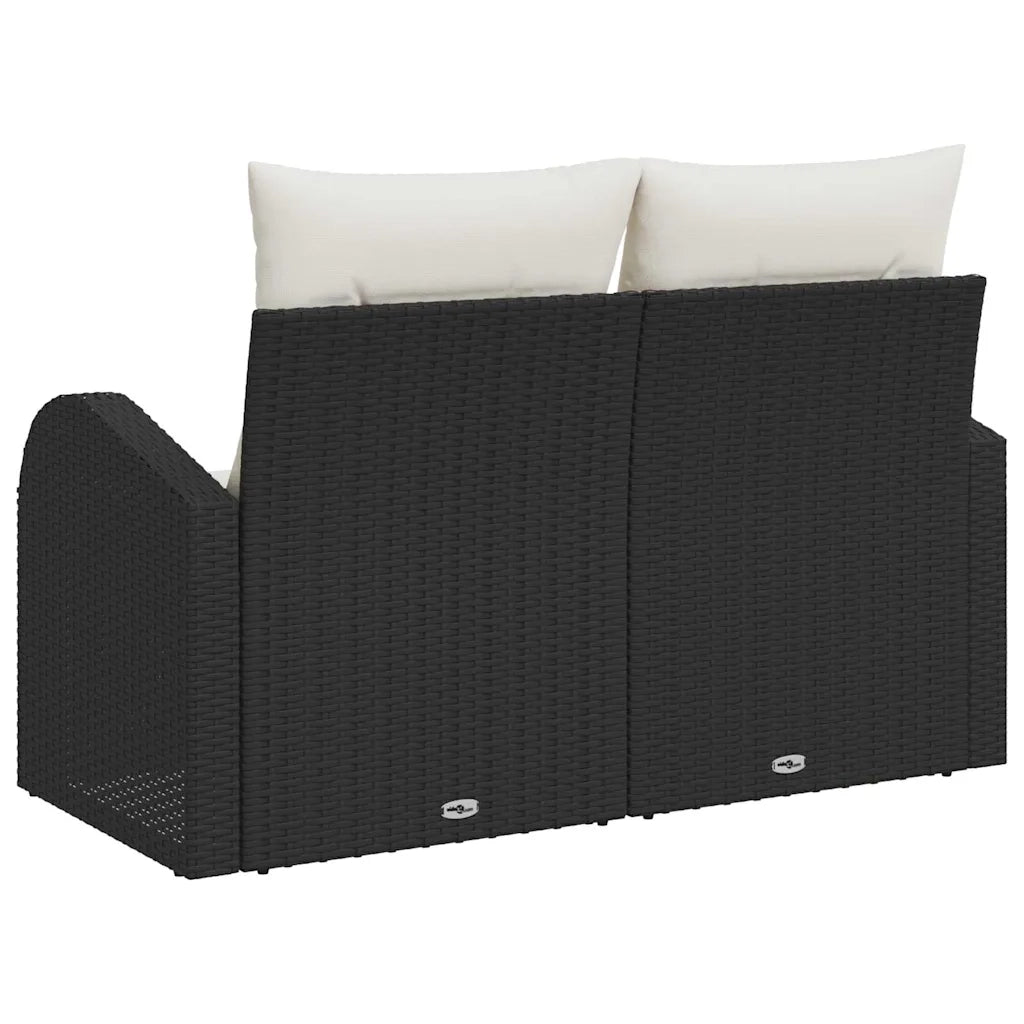 Divano da giardino con cuscino Nero 124 x 62 x 69cm polyrattan 42006742