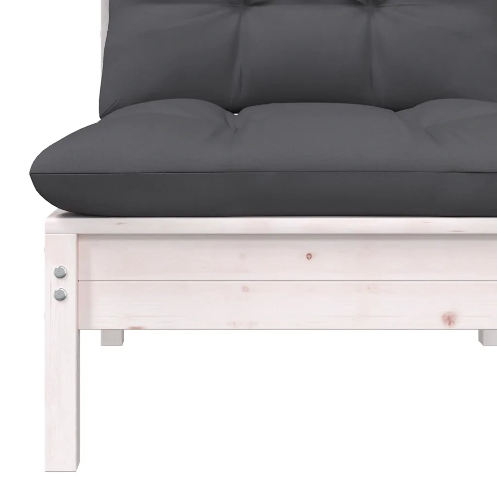 Divano da Giardino a 2 Posti con Cuscini Bianco Legno di Pino 806653