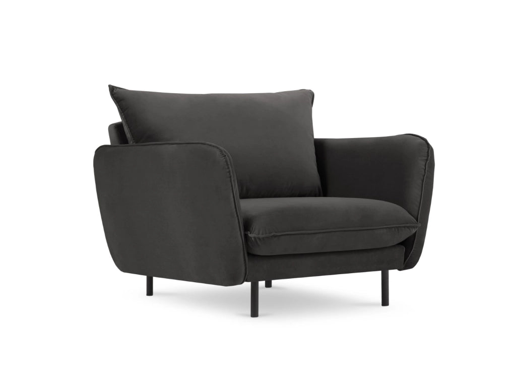 Cosmopolitan Design - Poltrona "Vienna" in velluto grigio scuro 
