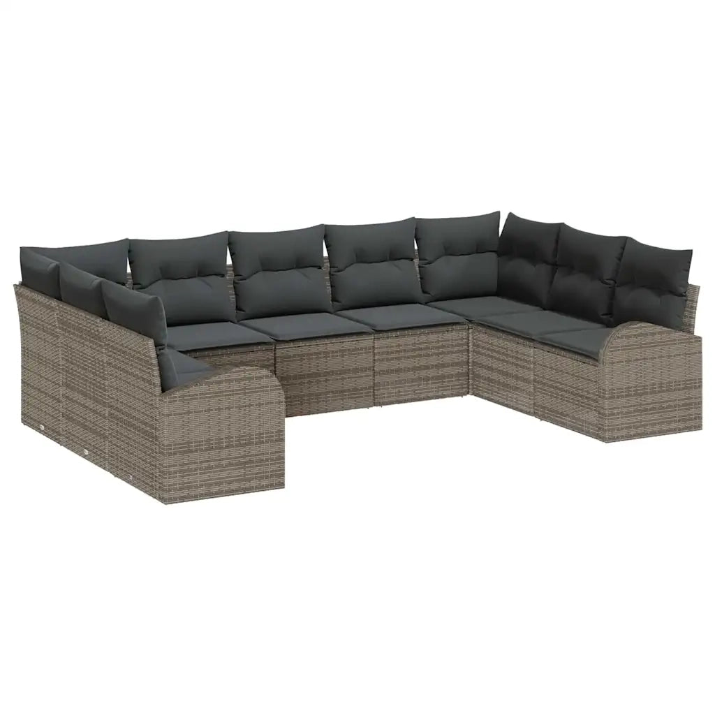 Set Divano da Giardino con cuscino 9 pcs Grigio polyrattan 3354868