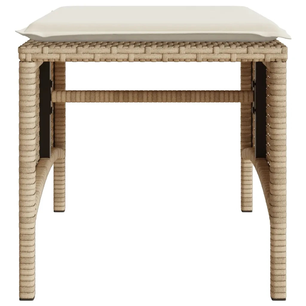 Divano Giardino 2 Posti con Tavolo e Sgabelli Beige Polyrattan 4003894