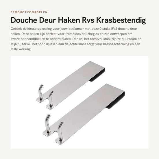 Hanger per doccia in acciaio inossidabile - 2 pezzi - resistente alle graffi - antiscivolo - adatto per vetro doccia senza cornice - fissaggio solido - hanger per doccia