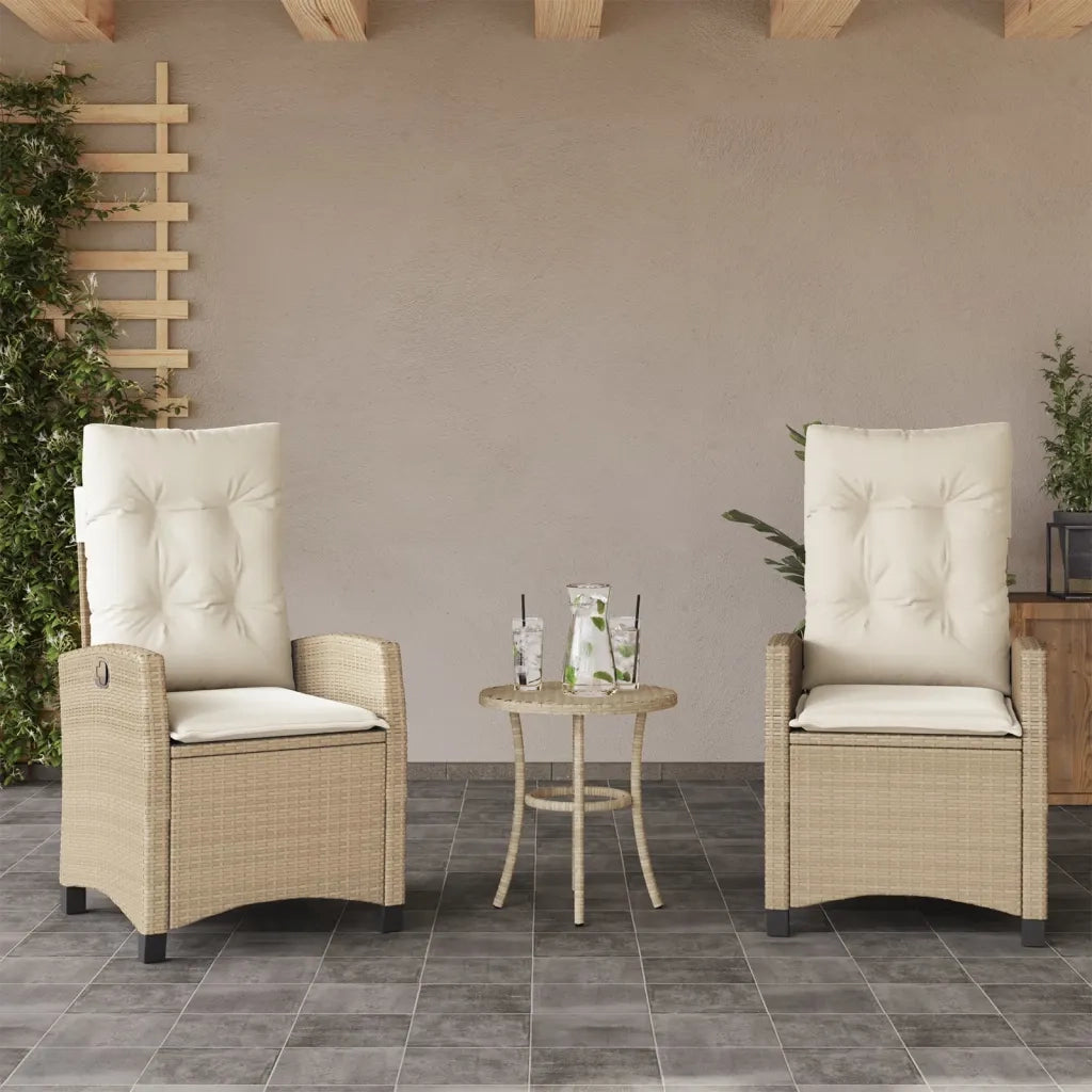 Set da Bistrò 3 pz con Cuscini Beige in Polyrattan 365228