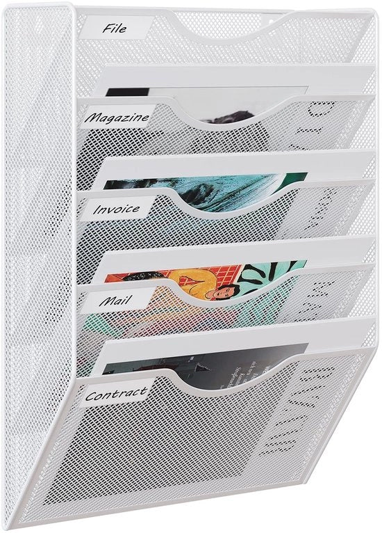 Oggetto da Parete per Carte e Documenti - 5 Celle - Materiale Duraturo - Organizzatore di Scrivania - Design Mesh Elegante - Ideale per Carte e Documenti - Organizzatore da Parete