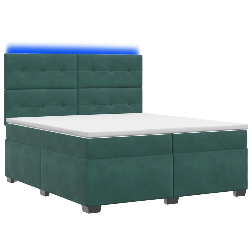 Letto box spring con materasso Verde Scuro 200 x 200 cm Velluto 3455177