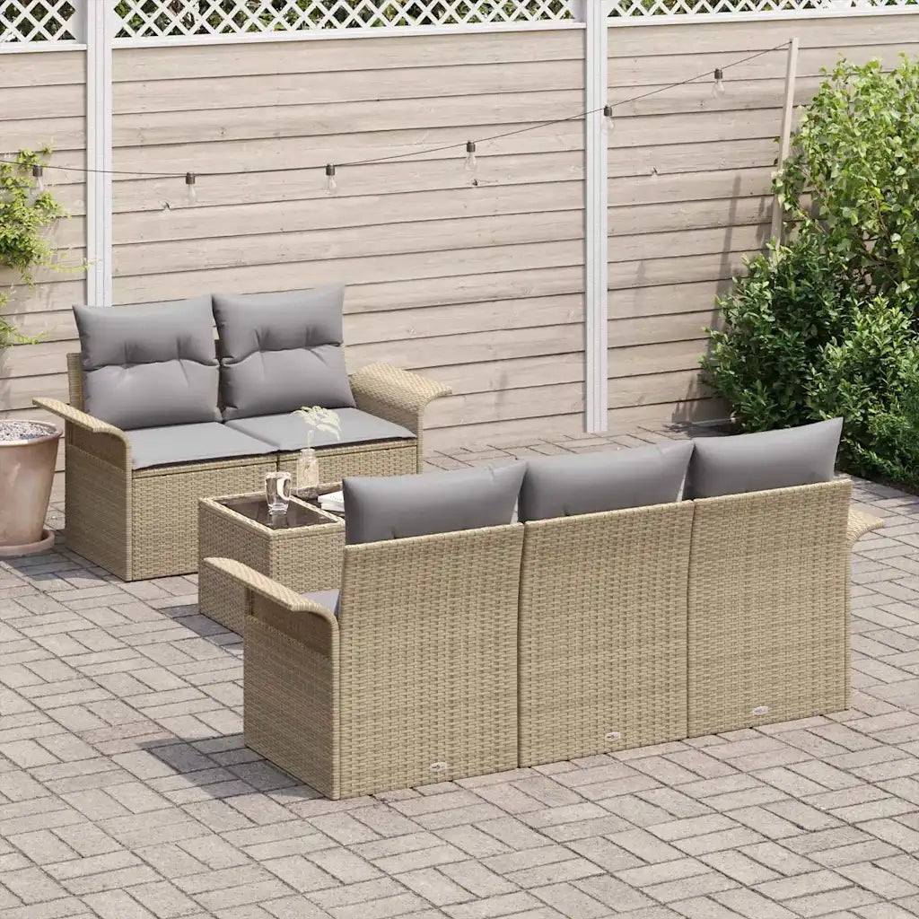 Set di divani con cuscino 6 pcs Beige polyrattan 3345240