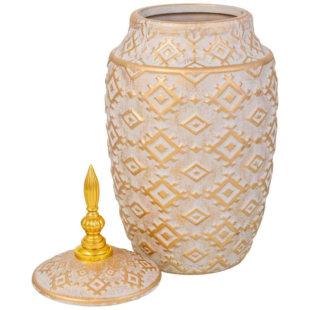 Vaso in ceramica color oro, d15x34h cm