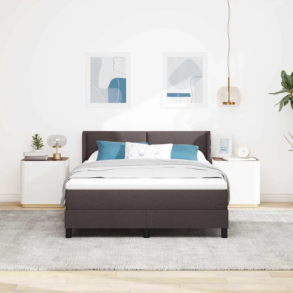Letto a molle con testiera Marrone Scuro 200 x 140 cm Tessuto 3341107