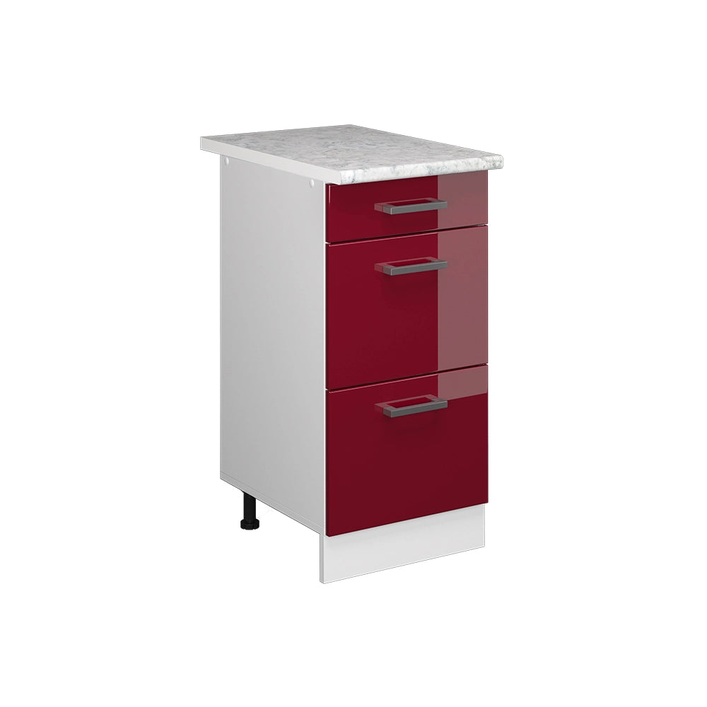 Vicco Base universale Rosso bordeaux lucido 40 cm con cassetti