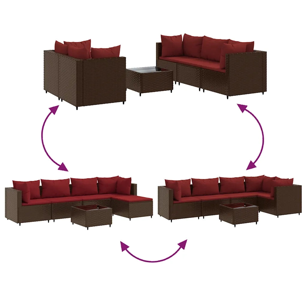 Set Mobili da Giardino 6pz con Cuscini in Polyrattan Marrone 3308069