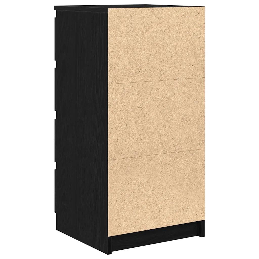 Credenza | Madia | Buffet da pranzo | Armadio da pranzo con Cassetti Rovere Nero 37,5x35x99 cm Truciolato