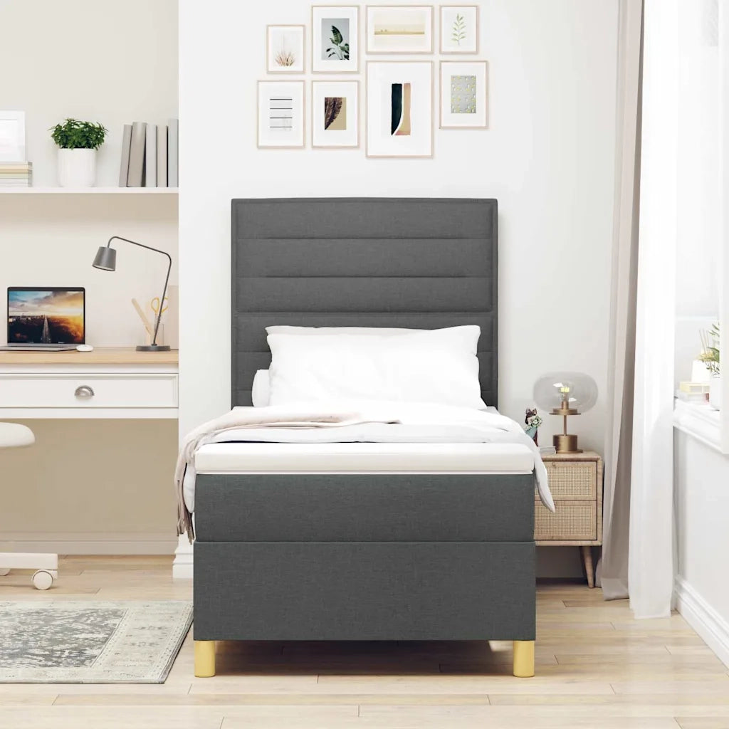 Letto a Sorgente LED Grigio scuro 80 x 200 cm Tessuto