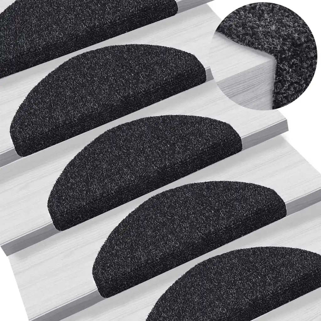 Tappetini per scale autoadesivi 20 pz 65x21x4 cm neri semicircolari grandi 3365645