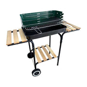 Thorx 8012947857946 Barbecue Stockton in acciaio verniciato con griglia cromata regolabile su 5 posizioni e 3 ripiani in legno colore Nero