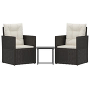 Set Divani da Esterno 3 pz | Set Salotto da Giardino con Cuscini in Polyrattan Nero