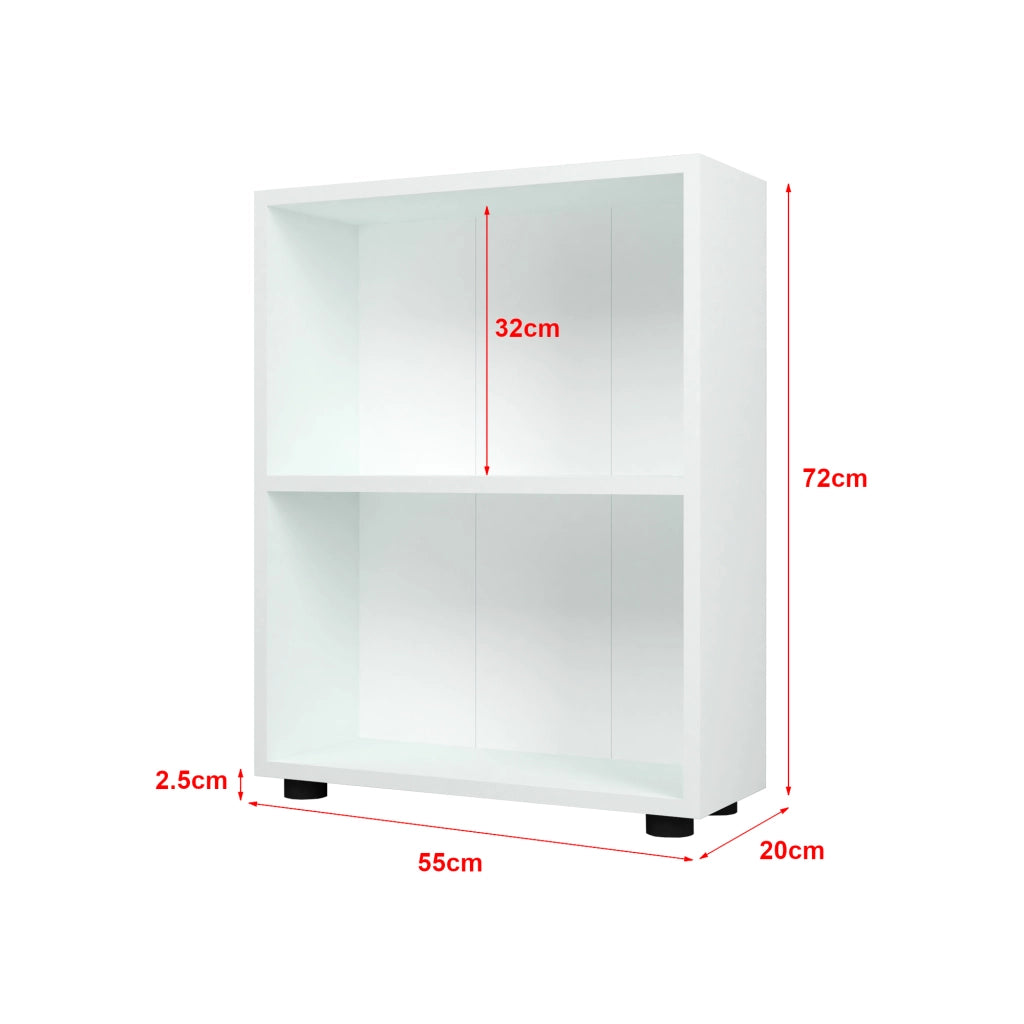 Libreria 'Vara' Altezza: 72 cm Scaffale a Terra con 2 Scomparti Aperti - Bianco [en.casa]