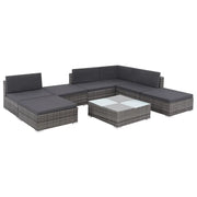 Set Divani da Giardino 8 pz con Cuscini in Polyrattan Grigio 44429