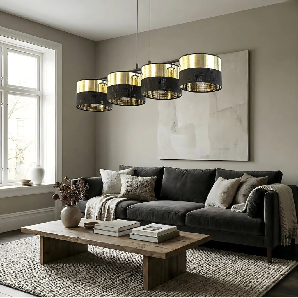 Lampadario LUX Emibig nero oro metallo 4xE27