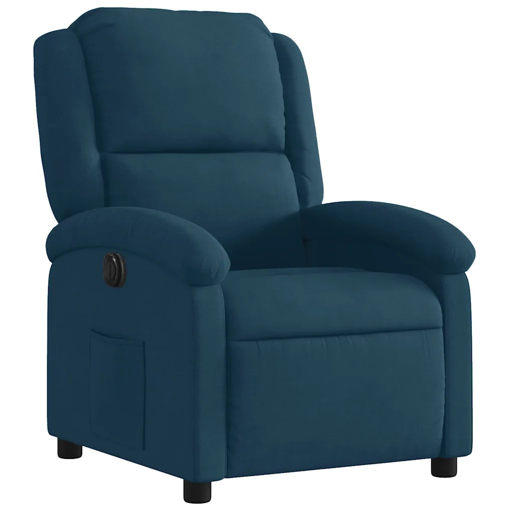 Poltrona | Sedia Relax Reclinabile Elettrica Blu in Velluto