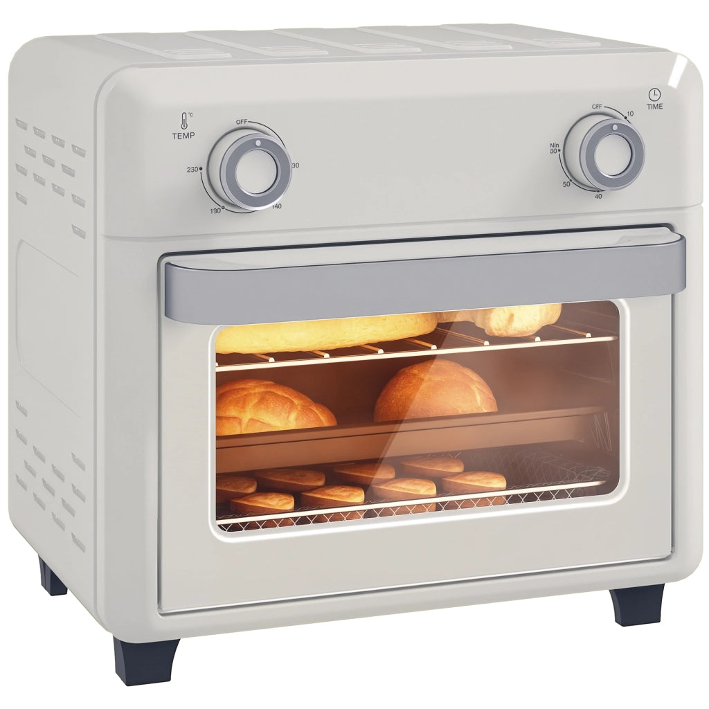 Forno ad Aria Calda per Grigliare, Cuocere e Friggere ¨C zephmum ¨C Timer, 1000W, Lavabile in Lavastoviglie, Bianco Crema