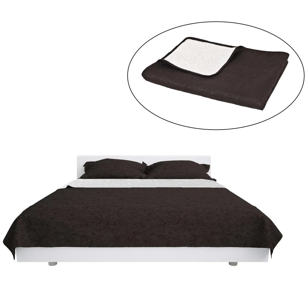 Copriletto Double-Face Trapuntato 220x240 cm Crema e Marrone 132963