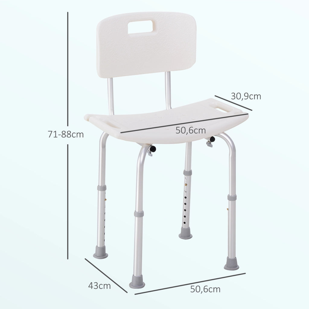 Sedia da Doccia Regolabile con Schienale ¨C zephmum ¨C Grigio Antiscivolo 136 kg