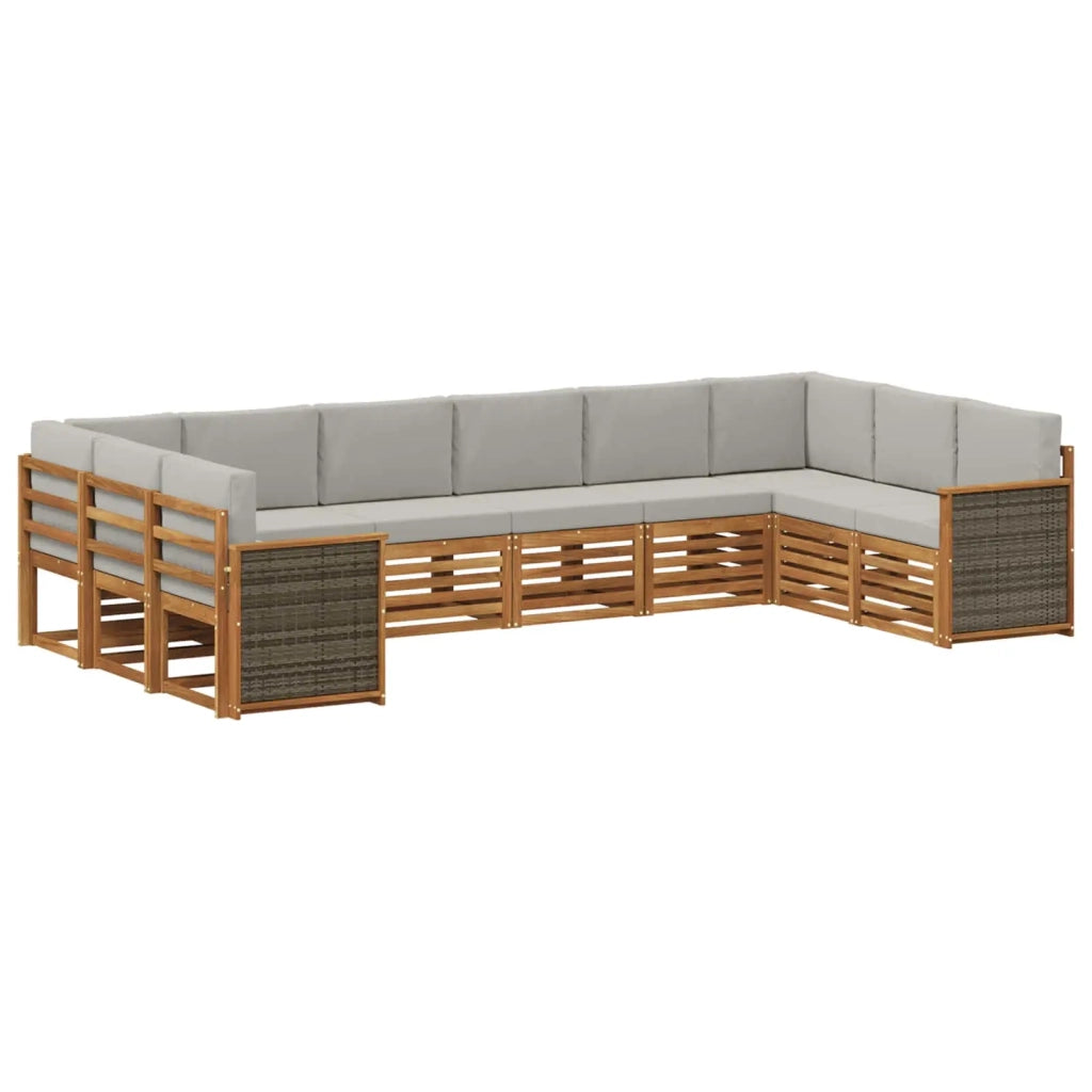 Set di divani da esterno 7 pz Naturale e Grigio Chiaro 3384887