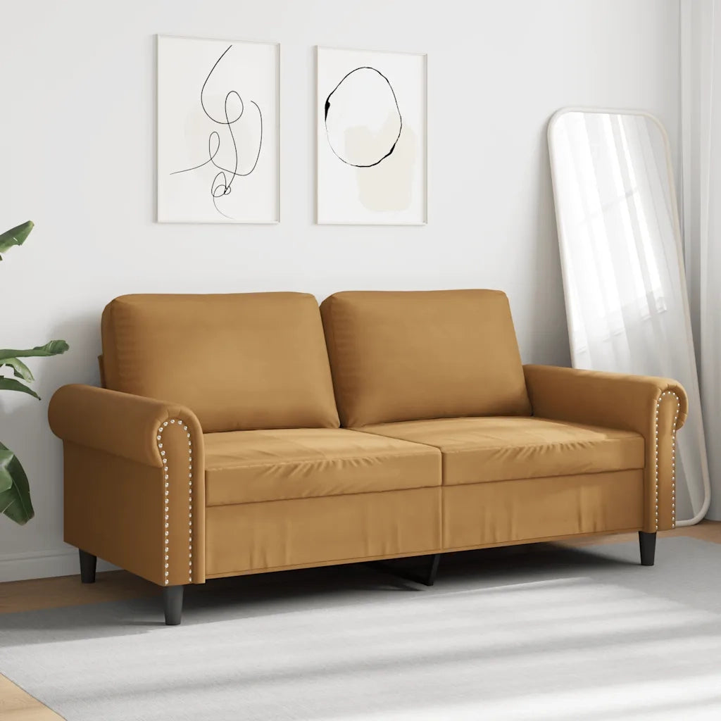 Divano a 2 Posti Marrone 140 cm in Velluto 359536