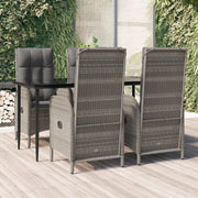 Set da Pranzo Giardino 5pz Nero e Grigio con Cuscini Polyrattan 3185181