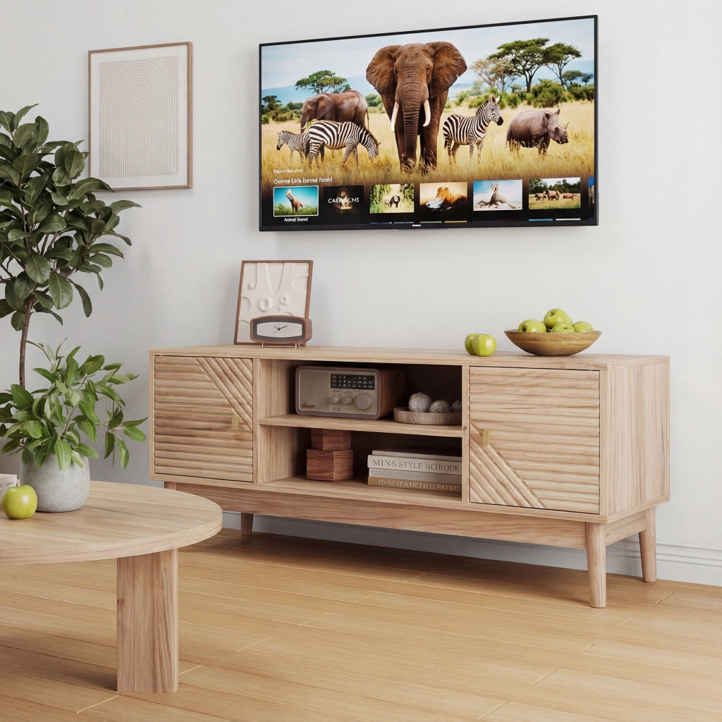 Cassettiera TV colore noce; in MDF; lunghezza 110 cm