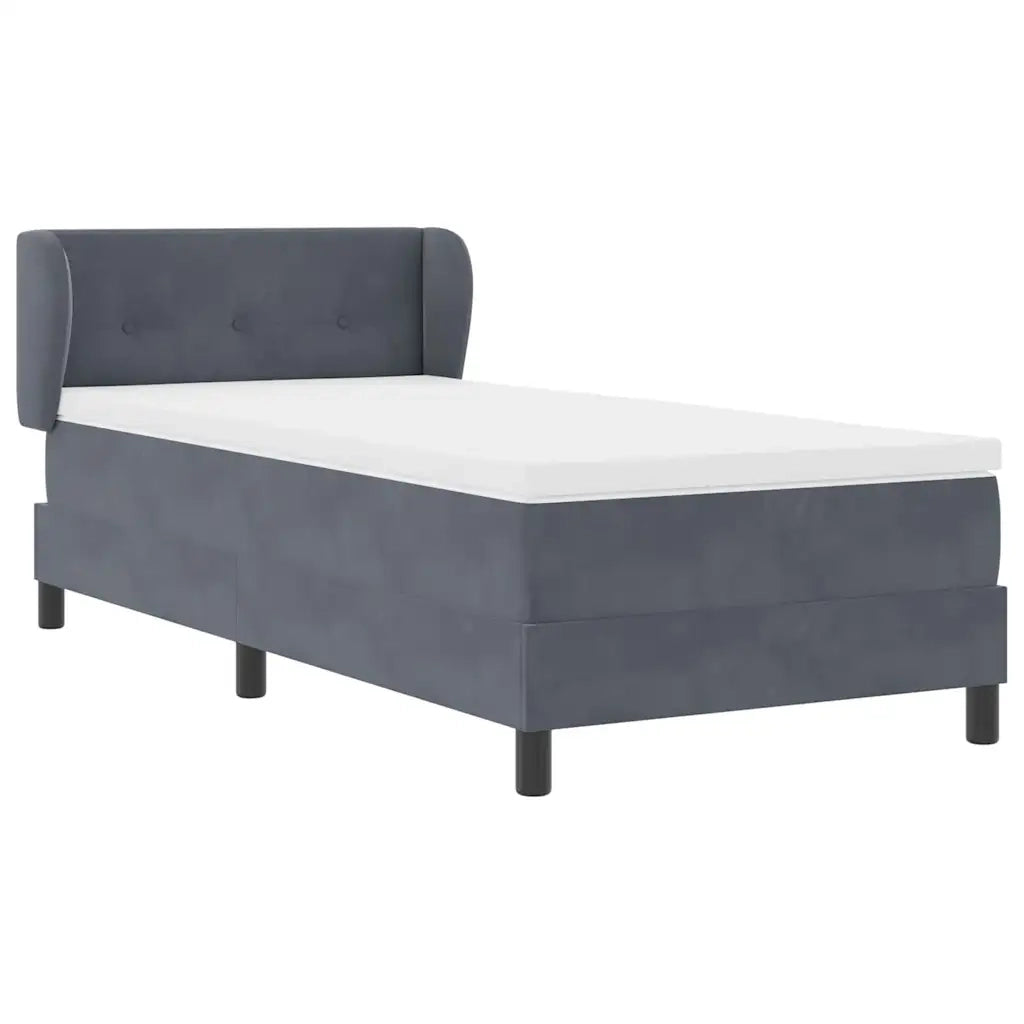 Letto a molle con materasso-Struttura Letto con Materasso Grigio scuro 90 x 190 cm Velluto 958403