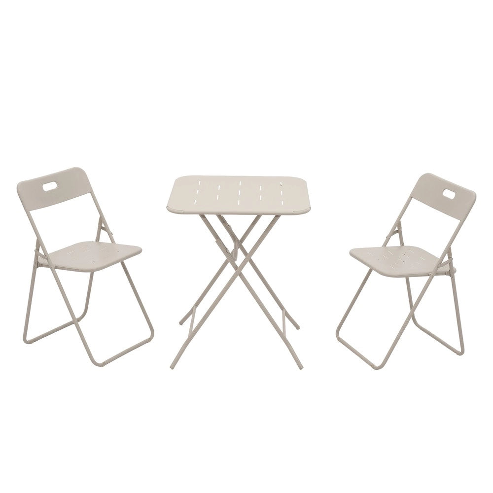 Set Bistr¨° 3 Pezzi Pieghevole - Zephmum- Beige, 2 Sedie e 1 Tavolo, Resistente alle Intemperie